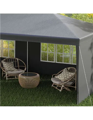 Outsunny 2.95 x 5.83 m Semi-Open Gazebo - Dark Grey