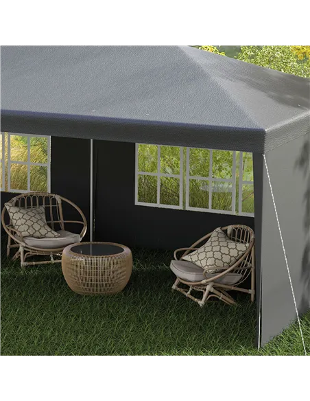 Outsunny 2.95 x 5.83 m Semi-Open Gazebo - Dark Grey