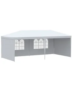 Outsunny 6 x 3 m Party Tent Gazebo Marquee Outdoor Patio Canopy Shelter with Windows and Side Panels White