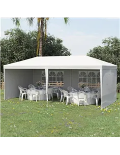 Outsunny 6 x 3 m Party Tent Gazebo Marquee Outdoor Patio Canopy Shelter with Windows and Side Panels White 2
