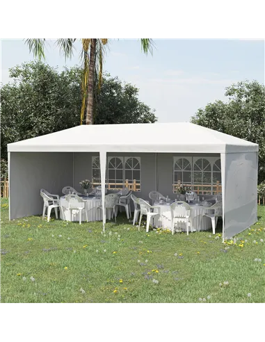 Outsunny 6 x 3 m Party Tent Gazebo Marquee Outdoor Patio Canopy Shelter with Windows and Side Panels White