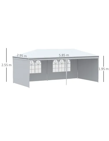 Outsunny 6 x 3 m Party Tent Gazebo Marquee Outdoor Patio Canopy Shelter with Windows and Side Panels White
