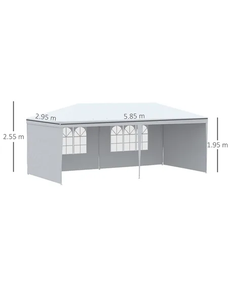 Outsunny 6 x 3 m Party Tent Gazebo Marquee Outdoor Patio Canopy Shelter with Windows and Side Panels White