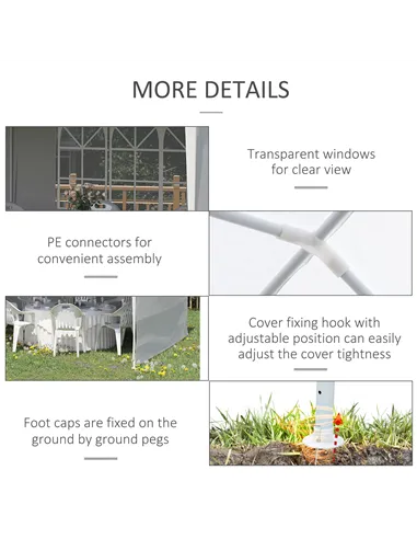 Outsunny 6 x 3 m Party Tent Gazebo Marquee Outdoor Patio Canopy Shelter with Windows and Side Panels White