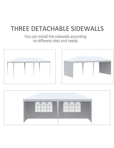 Outsunny 6 x 3 m Party Tent Gazebo Marquee Outdoor Patio Canopy Shelter with Windows and Side Panels White