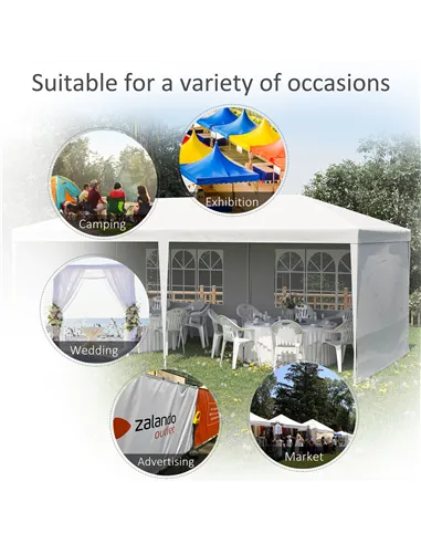 Outsunny 6 x 3 m Party Tent Gazebo Marquee Outdoor Patio Canopy Shelter with Windows and Side Panels White