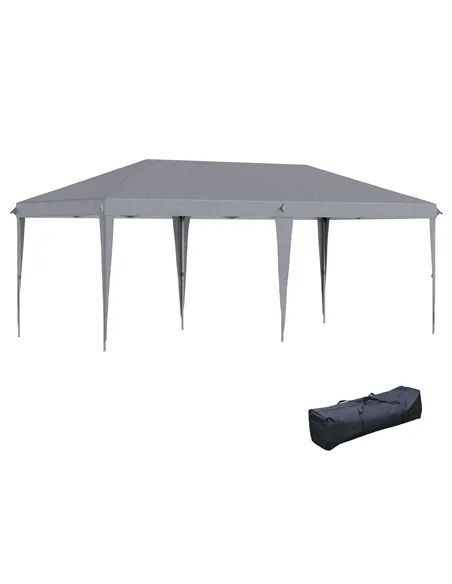 Outsunny Pop Up Gazebo 3 x 6m, Foldable Canopy Tent, Height Adjustable Wedding Awning Canopy w/ Carrying Bag, Grey