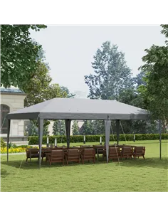 Outsunny Pop Up Gazebo 3 x 6m, Foldable Canopy Tent, Height Adjustable Wedding Awning Canopy w/ Carrying Bag, Grey 2