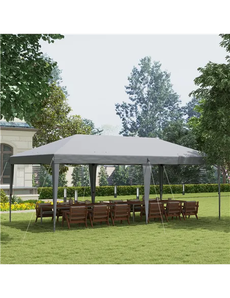 Outsunny Pop Up Gazebo 3 x 6m, Foldable Canopy Tent, Height Adjustable Wedding Awning Canopy w/ Carrying Bag, Grey