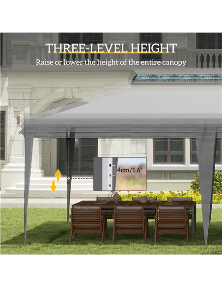 Outsunny Pop Up Gazebo 3 x 6m, Foldable Canopy Tent, Height Adjustable Wedding Awning Canopy w/ Carrying Bag, Grey