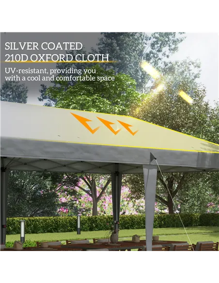 Outsunny Pop Up Gazebo 3 x 6m, Foldable Canopy Tent, Height Adjustable Wedding Awning Canopy w/ Carrying Bag, Grey