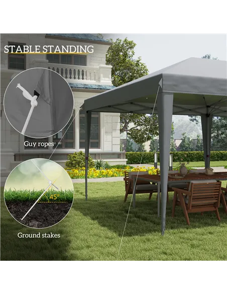 Outsunny Pop Up Gazebo 3 x 6m, Foldable Canopy Tent, Height Adjustable Wedding Awning Canopy w/ Carrying Bag, Grey