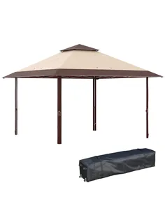 Outsunny 4 x 4m Pop-up Gazebo Double Roof Canopy Tent with UV Proof, Roller Bag & Adjustable Legs Outdoor Party, Steel Frame, Co