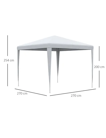 Outsunny 2.7m x 2.7m Garden Gazebo Marquee Party Tent Wedding Canopy Outdoor, White