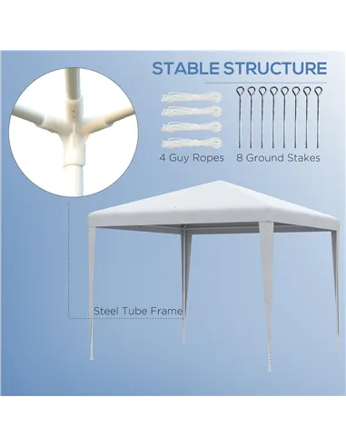 Outsunny 2.7m x 2.7m Garden Gazebo Marquee Party Tent Wedding Canopy Outdoor, White