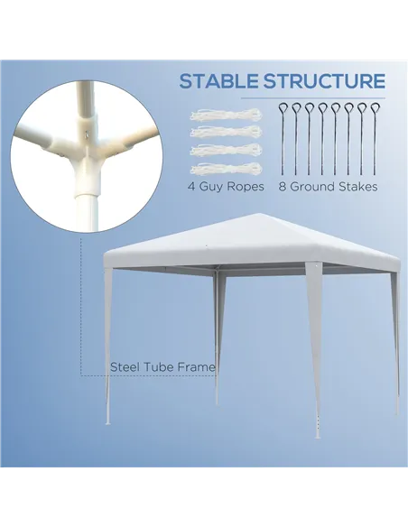 Outsunny 2.7m x 2.7m Garden Gazebo Marquee Party Tent Wedding Canopy Outdoor, White