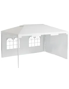 Outsunny 3 x 4 m Garden Gazebo Shelter Marquee Party Tent with 2 Sidewalls for Patio Yard Outdoor - White