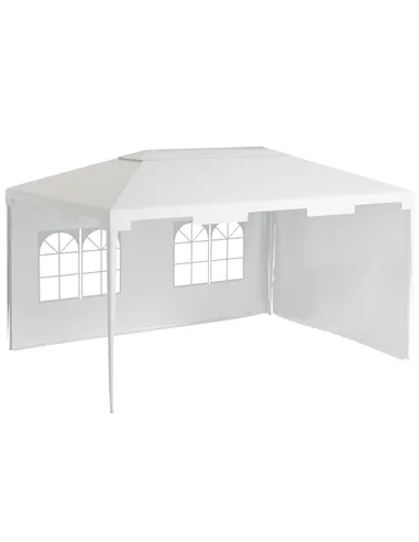 Outsunny 3 x 4 m Garden Gazebo Shelter Marquee Party Tent with 2 Sidewalls for Patio Yard Outdoor - White
