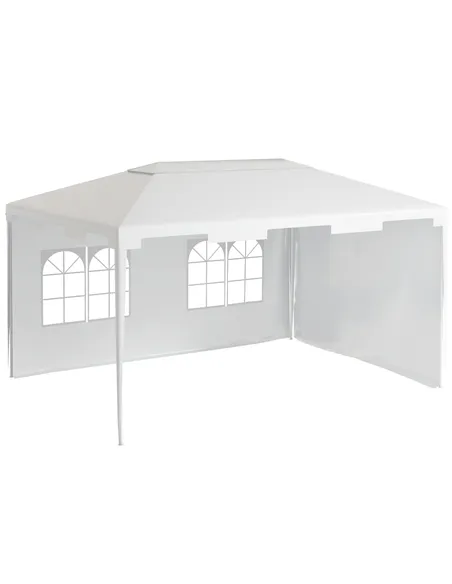 Outsunny 3 x 4 m Garden Gazebo Shelter Marquee Party Tent with 2 Sidewalls for Patio Yard Outdoor - White