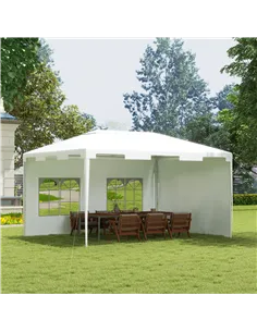 Outsunny 3 x 4 m Garden Gazebo Shelter Marquee Party Tent with 2 Sidewalls for Patio Yard Outdoor - White 2