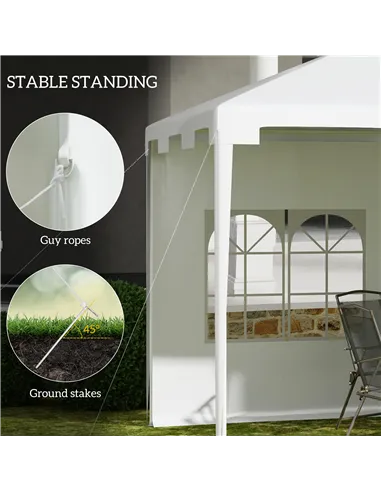 Outsunny 3 x 4 m Garden Gazebo Shelter Marquee Party Tent with 2 Sidewalls for Patio Yard Outdoor - White