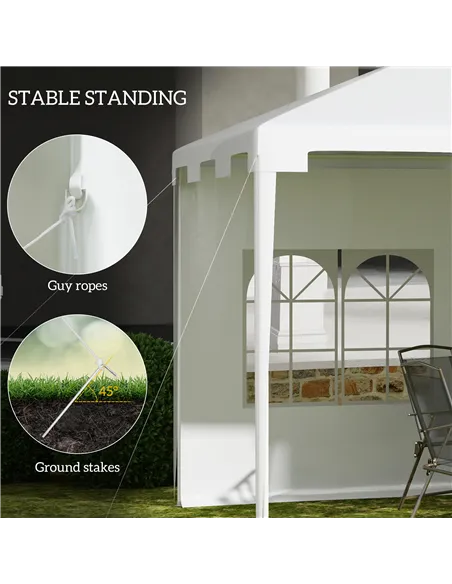 Outsunny 3 x 4 m Garden Gazebo Shelter Marquee Party Tent with 2 Sidewalls for Patio Yard Outdoor - White