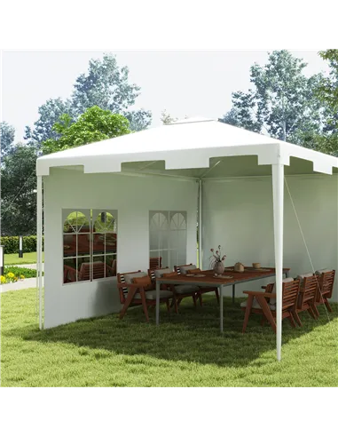 Outsunny 3 x 4 m Garden Gazebo Shelter Marquee Party Tent with 2 Sidewalls for Patio Yard Outdoor - White