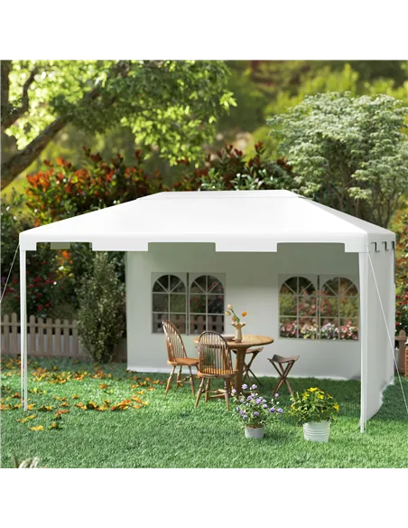 Outsunny 3 x 4 m Garden Gazebo Shelter Marquee Party Tent with 2 Sidewalls for Patio Yard Outdoor - White