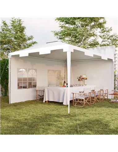 Outsunny 3 x 4 m Garden Gazebo Shelter Marquee Party Tent with 2 Sidewalls for Patio Yard Outdoor - White