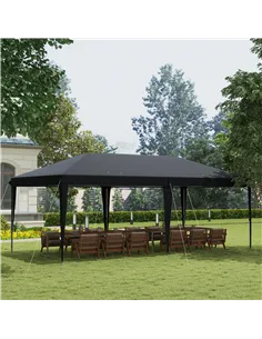 Outsunny Pop Up Gazebo 3 x 6m, Foldable Canopy Tent, Height Adjustable Wedding Awning Canopy w/ Carrying Bag, Black 2