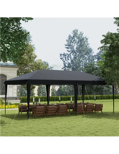 Outsunny Pop Up Gazebo 3 x 6m, Foldable Canopy Tent, Height Adjustable Wedding Awning Canopy w/ Carrying Bag, Black