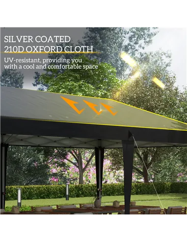 Outsunny Pop Up Gazebo 3 x 6m, Foldable Canopy Tent, Height Adjustable Wedding Awning Canopy w/ Carrying Bag, Black