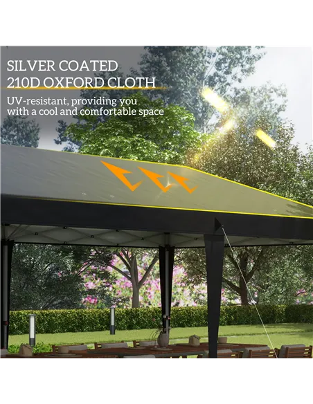 Outsunny Pop Up Gazebo 3 x 6m, Foldable Canopy Tent, Height Adjustable Wedding Awning Canopy w/ Carrying Bag, Black