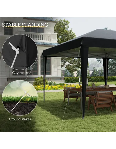 Outsunny Pop Up Gazebo 3 x 6m, Foldable Canopy Tent, Height Adjustable Wedding Awning Canopy w/ Carrying Bag, Black