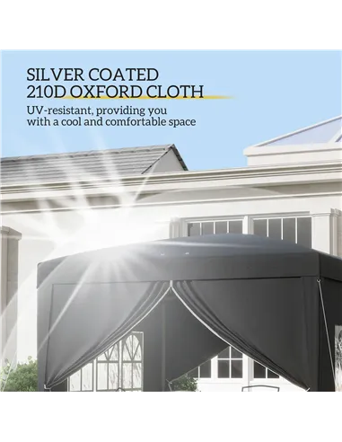 Outsunny 3 x 3(m) Pop Up Gazebo, Water and UV Resistant Party Tent Camping Canopy Marquee with  Carry Bag, Black