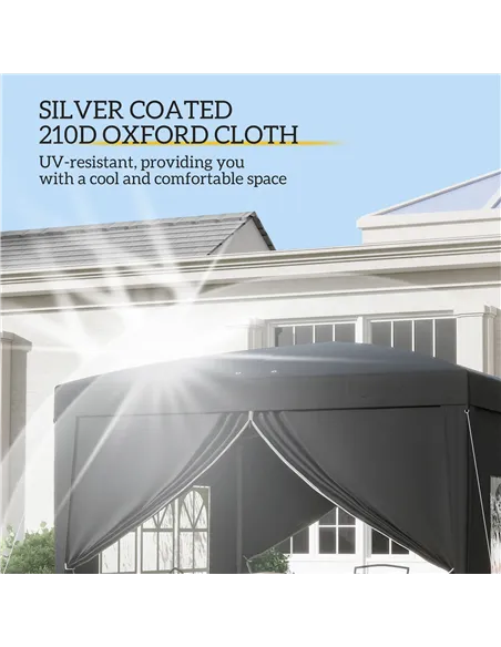 Outsunny 3 x 3(m) Pop Up Gazebo, Water and UV Resistant Party Tent Camping Canopy Marquee with  Carry Bag, Black