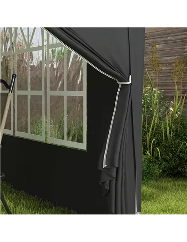 Outsunny 3 x 3(m) Pop Up Gazebo, Water and UV Resistant Party Tent Camping Canopy Marquee with  Carry Bag, Black