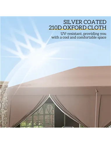 Outsunny 3 x 6 m Pop Up Gazebo with Sides and Windows, Height Adjustable Wedding Camping Party Tent Canopy Marquee with Storage 