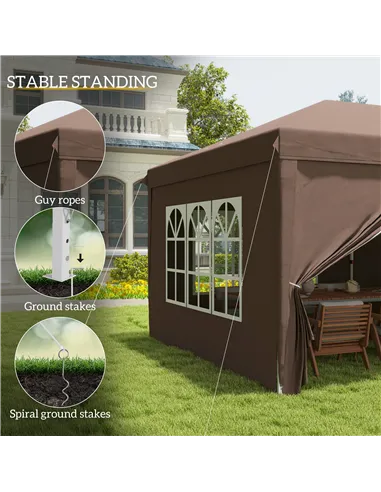 Outsunny 3 x 6 m Pop Up Gazebo with Sides and Windows, Height Adjustable Wedding Camping Party Tent Canopy Marquee with Storage 