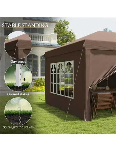 Outsunny 3 x 6 m Pop Up Gazebo with Sides and Windows, Height Adjustable Wedding Camping Party Tent Canopy Marquee with Storage 