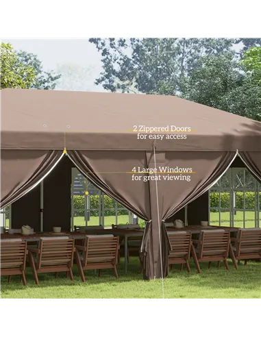 Outsunny 3 x 6 m Pop Up Gazebo with Sides and Windows, Height Adjustable Wedding Camping Party Tent Canopy Marquee with Storage 