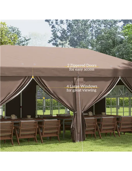 Outsunny 3 x 6 m Pop Up Gazebo with Sides and Windows, Height Adjustable Wedding Camping Party Tent Canopy Marquee with Storage 