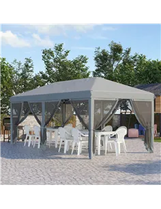 Outsunny 3 x 6m Pop Up Gazebo, Outdoor Canopy Shelter, Marquee Party Wedding Tent with 6 Mesh Walls and Carry Bag, Grey 2