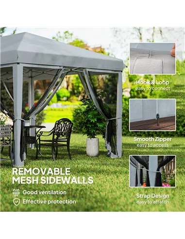 Outsunny 3 x 6m Pop Up Gazebo, Outdoor Canopy Shelter, Marquee Party Wedding Tent with 6 Mesh Walls and Carry Bag, Grey