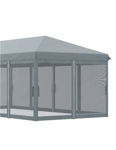 Outsunny 3 x 6m Pop Up Gazebo, Outdoor Canopy Shelter, Marquee Party Wedding Tent with 6 Mesh Walls and Carry Bag, Grey