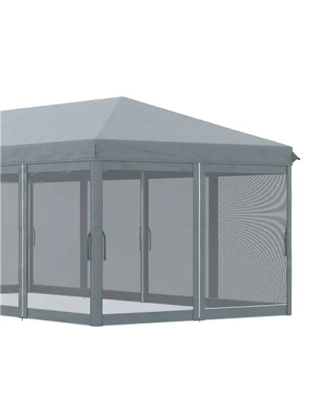 Outsunny 3 x 6m Pop Up Gazebo, Outdoor Canopy Shelter, Marquee Party Wedding Tent with 6 Mesh Walls and Carry Bag, Grey