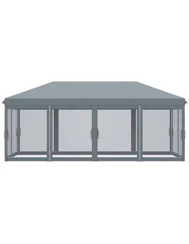 Outsunny 3 x 6m Pop Up Gazebo, Outdoor Canopy Shelter, Marquee Party Wedding Tent with 6 Mesh Walls and Carry Bag, Grey