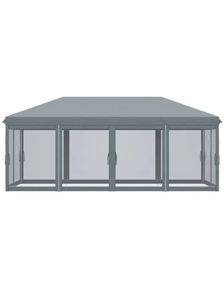 Outsunny 3 x 6m Pop Up Gazebo, Outdoor Canopy Shelter, Marquee Party Wedding Tent with 6 Mesh Walls and Carry Bag, Grey