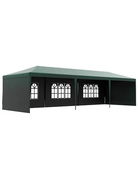 Outsunny Garden Gazebo Marquee Party Wedding Tent Canopy (9m x 3m) - Green