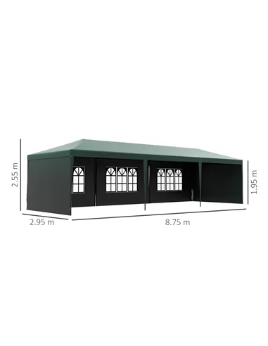 Outsunny Garden Gazebo Marquee Party Wedding Tent Canopy (9m x 3m) - Green